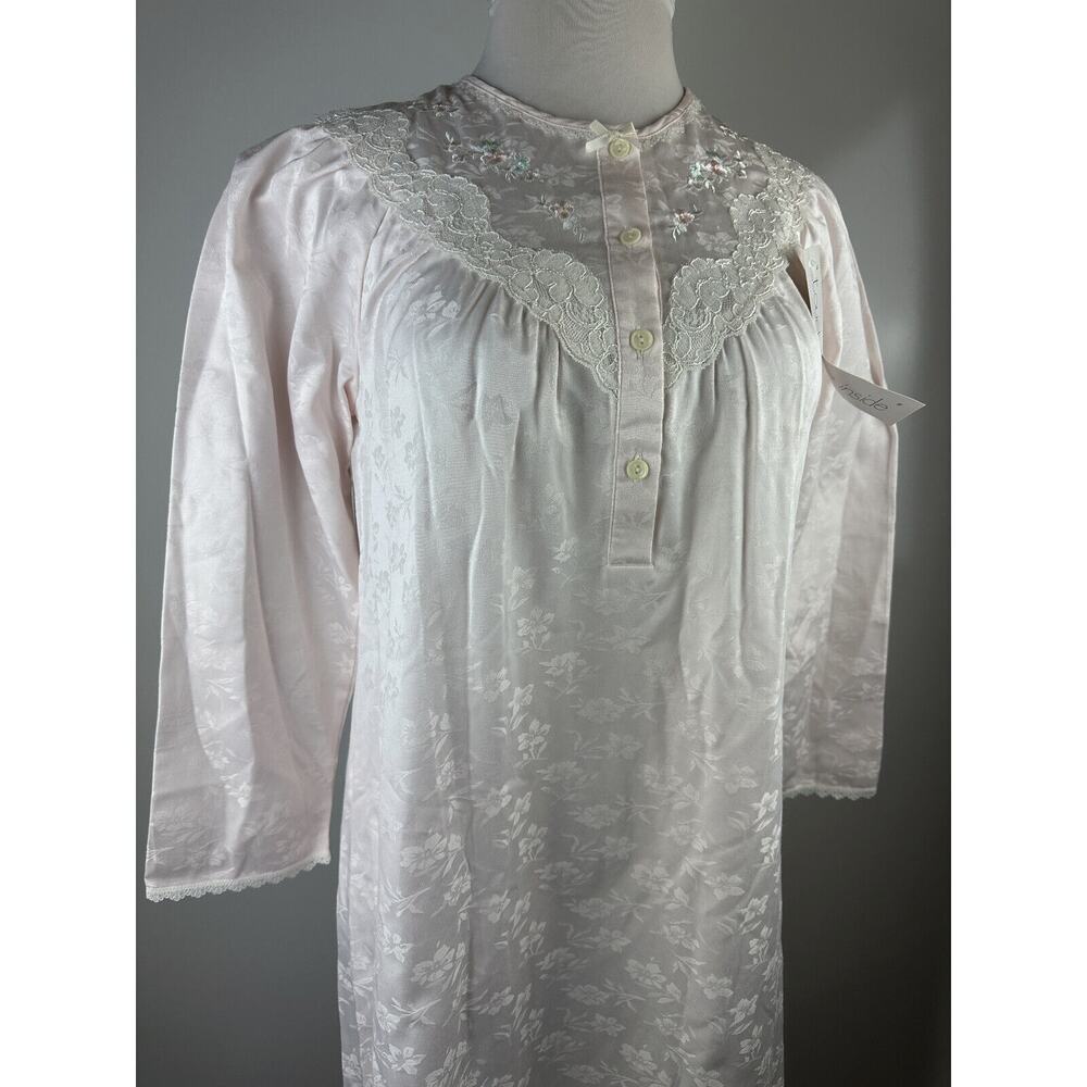 NWT Miss Elaine Floral Nightgown Country Cottage Lace Long Maxi Pink Size Small - Picture 5 of 16